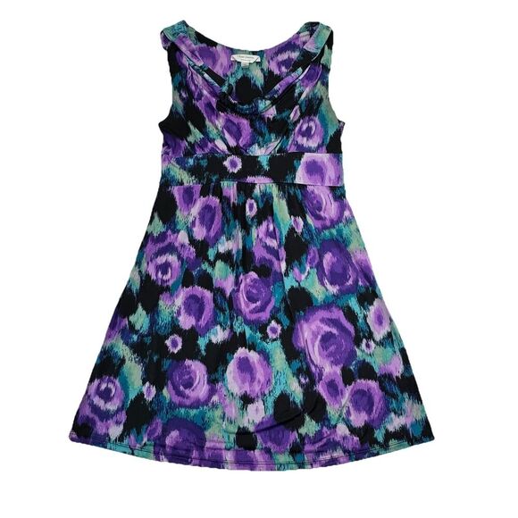 Three Seasons Maternity Sleeveless Dress Drape Front Purple Size Medium - Picture 1 of 6